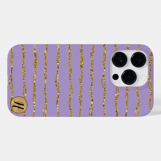 Gouden Glitter en Violet Telefoon Case (Achterkant (horizontaal))
