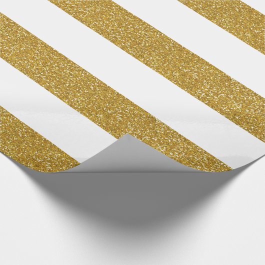 Gouden glitter en wit gestreept inpakpapier (Hoek)