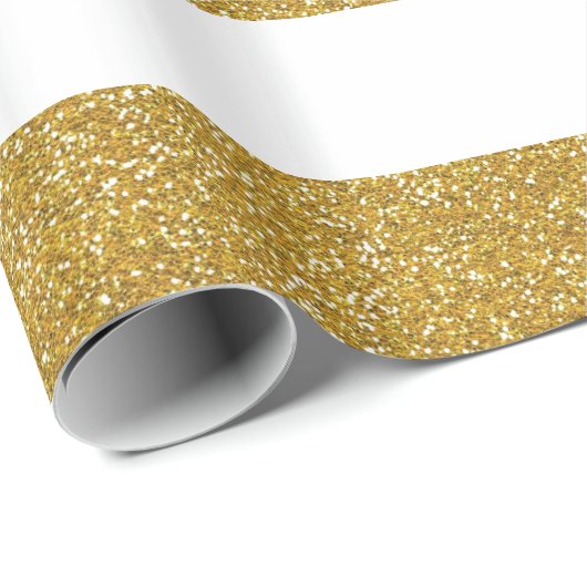 Gouden glitter en wit gestreept inpakpapier (Rol Hoek)