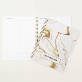 Gouden Glitter en Wit Marmer Afspraakboek Planner