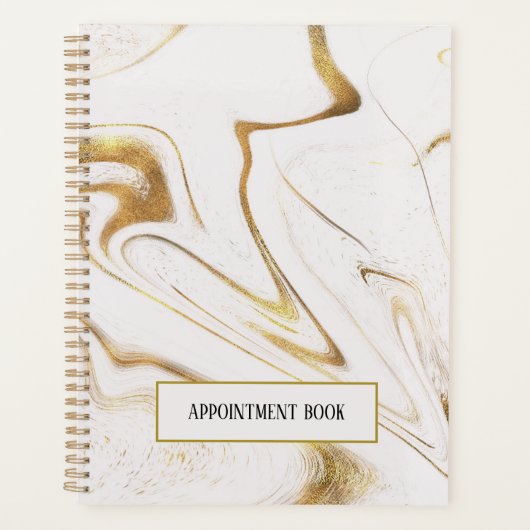 Gouden Glitter en Wit Marmer Afspraakboek Planner (Voorkant)
