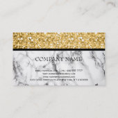 Gouden glitter en wit marmer visitekaartje (Achterkant)
