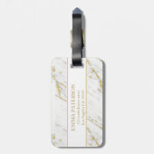 Gouden glitter en wit marmeren patroon bagagelabel (Achterkant verticaal)