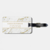 Gouden glitter en wit marmeren patroon bagagelabel (Achterkant horizontaal)