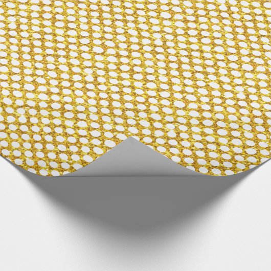 Gouden glitter en witte polka dot cadeaupapier (Hoek)