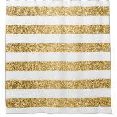 Gouden glitter en witte strepen douchegordijn (Voorkant)