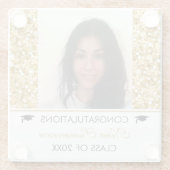 Gouden glitter en witte vonken- Afstuderen Glazen Onderzetter (Achterkant)