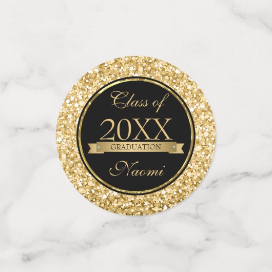 Gouden glitter en witte vonken confetti (Kleine voorkant)