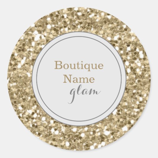 Gouden Glitter en Zilveren Boutique Glam Ronde Sticker (Voorkant)