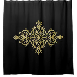 Gouden Glitter en Zwart Douchegordijn