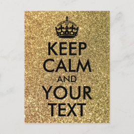 Gouden Glitter en Zwart Houd Kalm en Jouw tekst Briefkaart