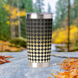 Gouden glitter en zwart houndstooth patroon geïsoleerde drinkbeker