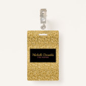 Gouden glitter en zwart Lijst Badge (Achterkant met clip)