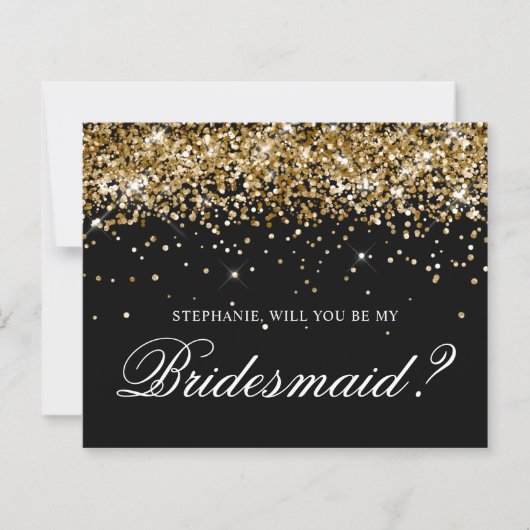 Gouden Glitter en Zwarte Bruidsmeisje Voorstelkaar (Voorkant)