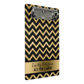 Gouden glitter en zwarte Chevron Mini Klembord (Schuin)