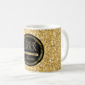 Gouden glitter en zwarte gouden cirkel koffiemok (Voorkant rechts)