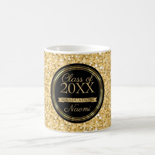 Gouden glitter en zwarte gouden cirkel koffiemok (Center)