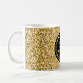 Gouden glitter en zwarte gouden cirkel koffiemok (Links)