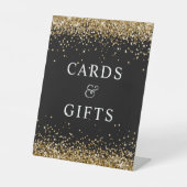 Gouden glitter en zwarte Kaarten en geschenken Reclamebord Met Voetstuk (Voorkant)