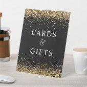 Gouden glitter en zwarte Kaarten en geschenken Reclamebord Met Voetstuk (Insitu)