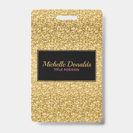 Gouden Glitter En Zwarte Lijst Badge (Voorzijde)