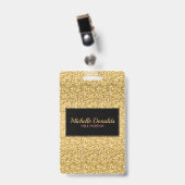 Gouden Glitter En Zwarte Lijst Badge (Voorzijde met clip)