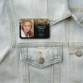 Gouden Glitter en zwarte Logo en foto Naamplaatje (In situ)