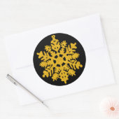 Gouden Glitter en Zwarte Sneeuwvlokken Vakantie Ronde Sticker (Envelop)