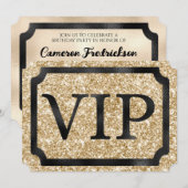 Gouden Glitter en Zwarte VIP-Eventticket Kaart (Voorkant / Achterkant)