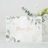 Gouden Glitter Eucalyptus Bruiloft Dank u kaart (Staand voorkant)