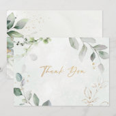 Gouden Glitter Eucalyptus Bruiloft Dank u kaart (Voorkant / Achterkant)