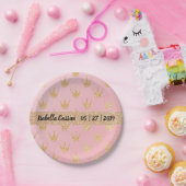 Gouden Glitter Fairy Kronen op Roze Papieren Bordje (Feest)