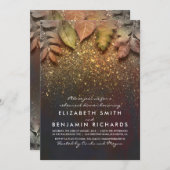 Gouden Glitter Fall Leaves Repetitie Diner Kaart (Voorkant / Achterkant)