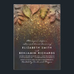 Gouden Glitter  Fall Leaves Repetitie Diner Kaart<br><div class="desc">Pastel vallen bladeren en gouden glitter glans romantische  repetitie dineruitnodigingen</div>