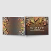 Gouden Glitter Fall Leaves Vintage Wedding Gastenboek (Volledig)