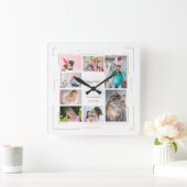 Gouden Glitter Familie Foto Collage Gelukkig Pasen Vierkante Klok (Huis)