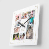 Gouden Glitter Familie Foto Collage Gelukkig Pasen Vierkante Klok (Hoek)