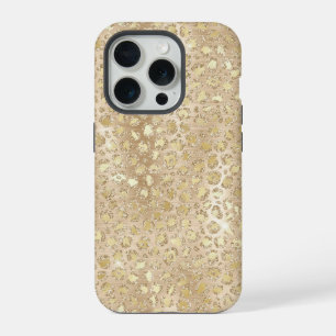 Gouden Glitter Fancy Cheetah Pattern iPhone 15 Pro Case
