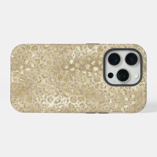 Gouden Glitter Fancy Cheetah Pattern iPhone Hoesje (Achterkant horizontaal)