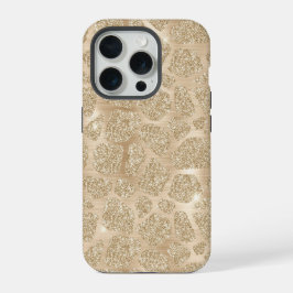 Gouden Glitter Fancy Cheetah Pattern iPhone 15 Pro Case