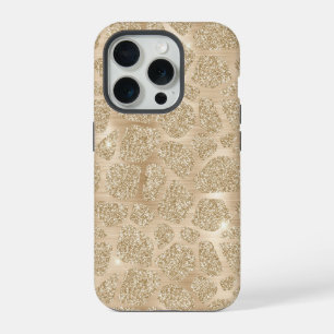 Gouden Glitter Fancy Cheetah Pattern iPhone 15 Pro Case