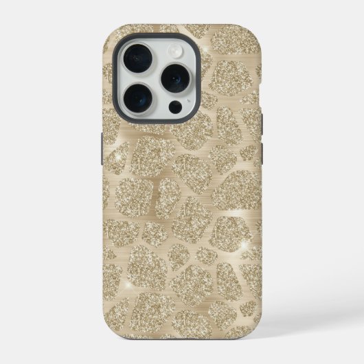 Gouden Glitter Fancy Cheetah Pattern iPhone Hoesje (Achterkant)