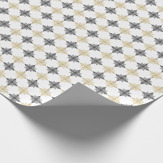 Gouden Glitter Feestelijke Kerstmis Sneeuwvlokken  Cadeaupapier (Hoek)