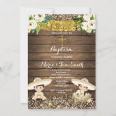 Gouden Glitter Fiesta Jongen & Meisje Doop Doop Kaart (Voorkant)