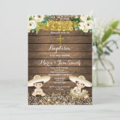 Gouden Glitter Fiesta Jongen & Meisje Doop Doop Kaart (Staand voorkant)