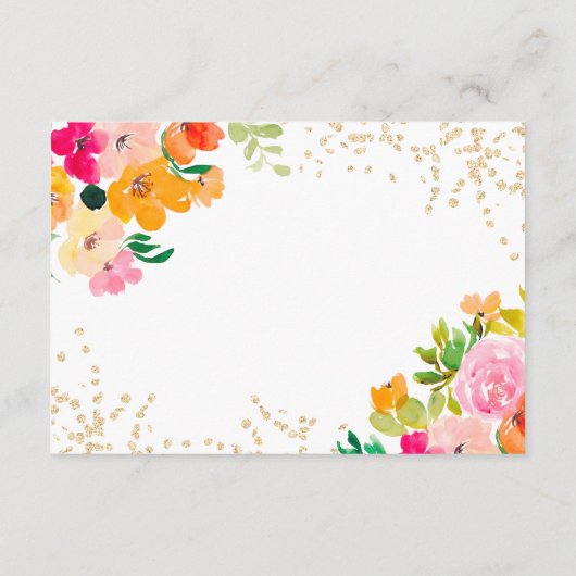 Gouden glitter floraal botanisch advies afstuderen informatiekaartje (Achterkant)