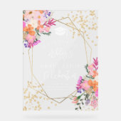 Gouden glitter floral waterverf afstuderen welkom acryl bord (Voorkant)