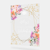 Gouden glitter floral waterverf afstuderen welkom acryl bord (Hoek)