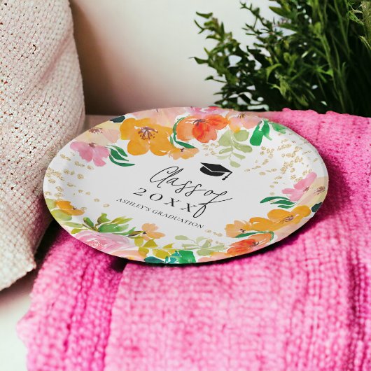 Gouden glitter florale botanische klasse van afstu papieren bordje