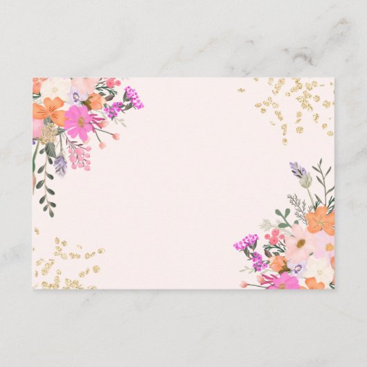 Gouden glitter florale waterverf afstuderen Advies Informatiekaartje (Achterkant)